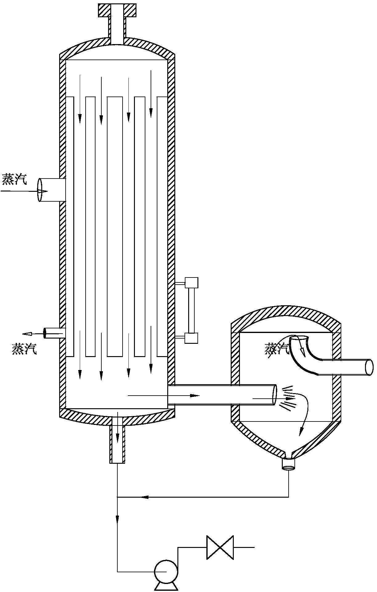 Improved type four-effect rising film evaporator and concentration method