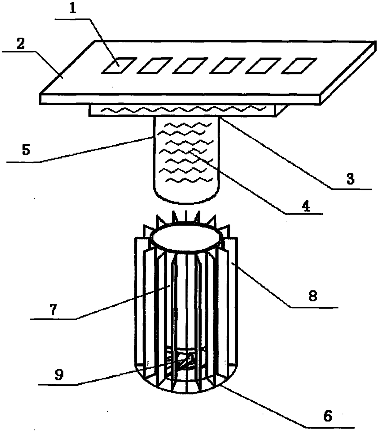 Radiating device of multi-chip combined LED (light emitting diode)