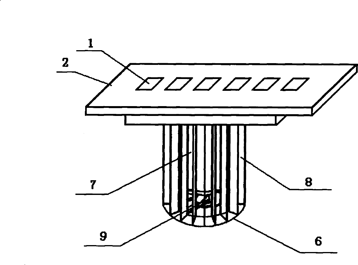 Radiating device of multi-chip combined LED (light emitting diode)