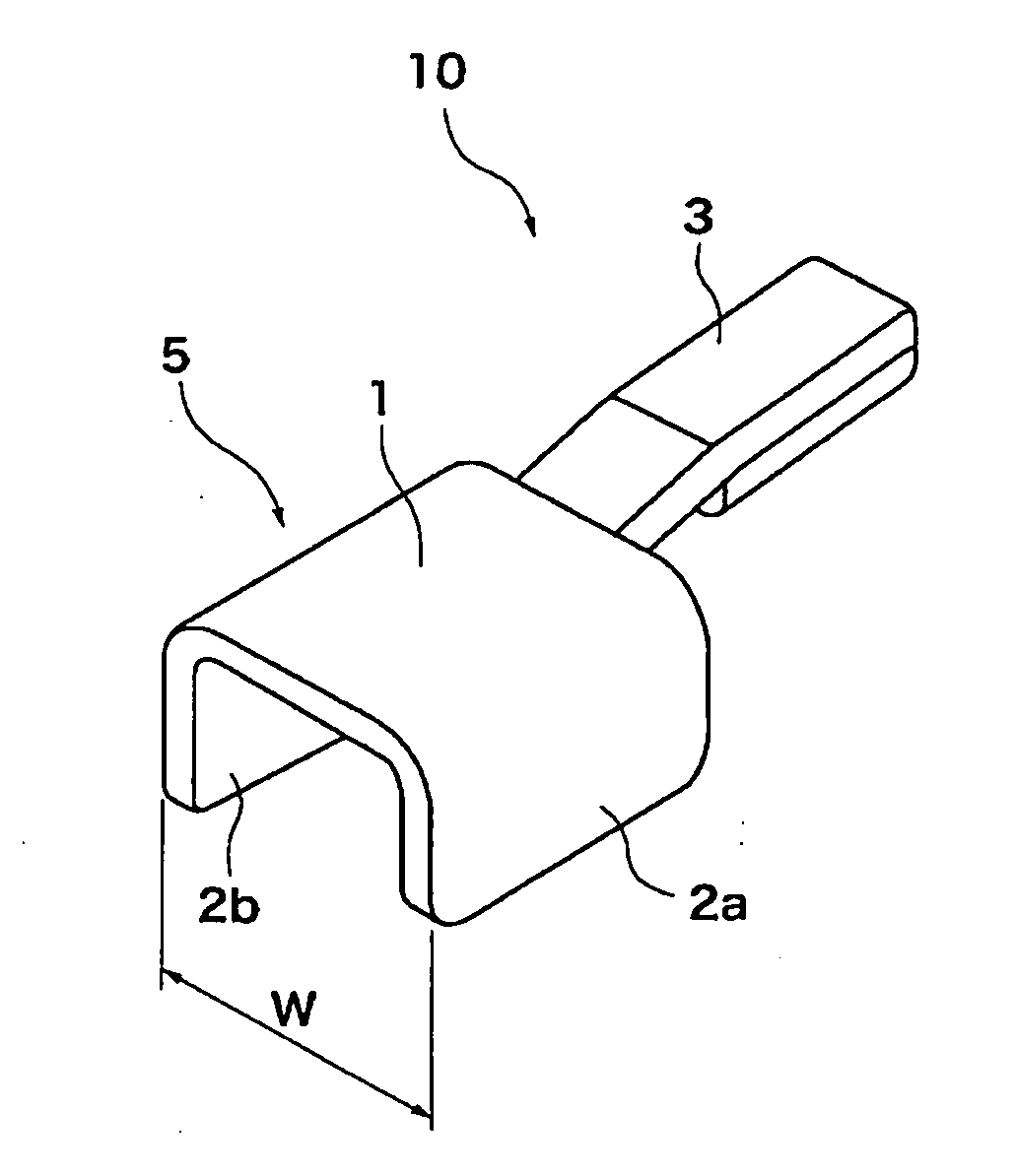 Terminal structure for plate-shaped member having conducting function, and plate-shaped member having conducting function
