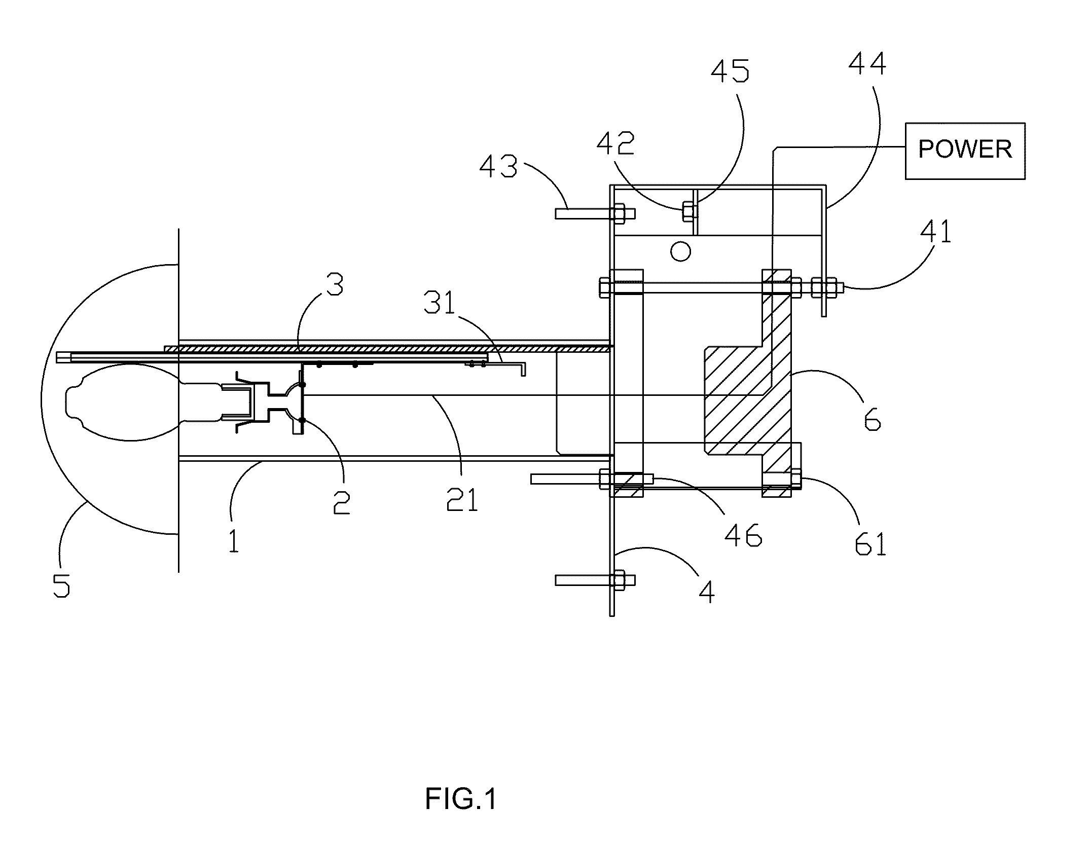 Maintenance mechanism for lighting equipment in a closed space of high radiation activity