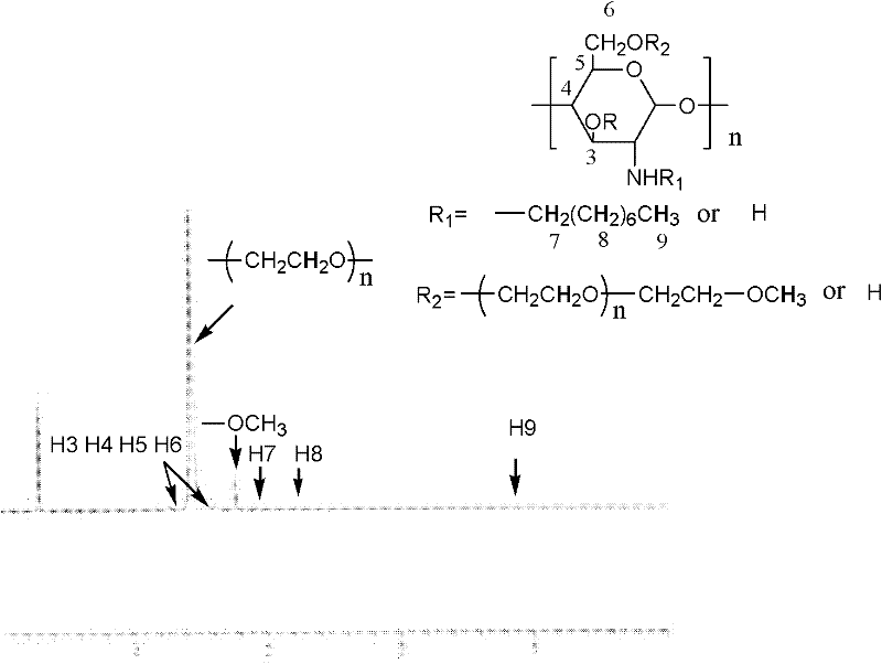 Amphipathic chitosan with chemical crosslinking characteristic and preparation method thereof