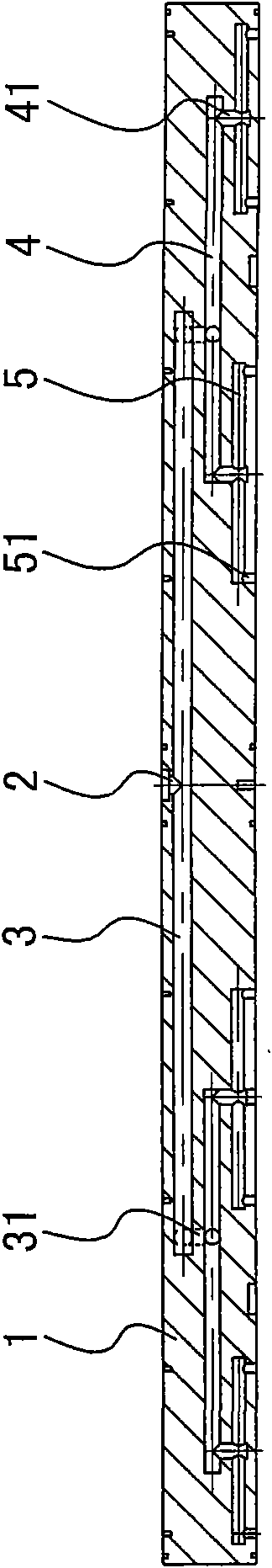 Three-layer divided-flow hot runner rack