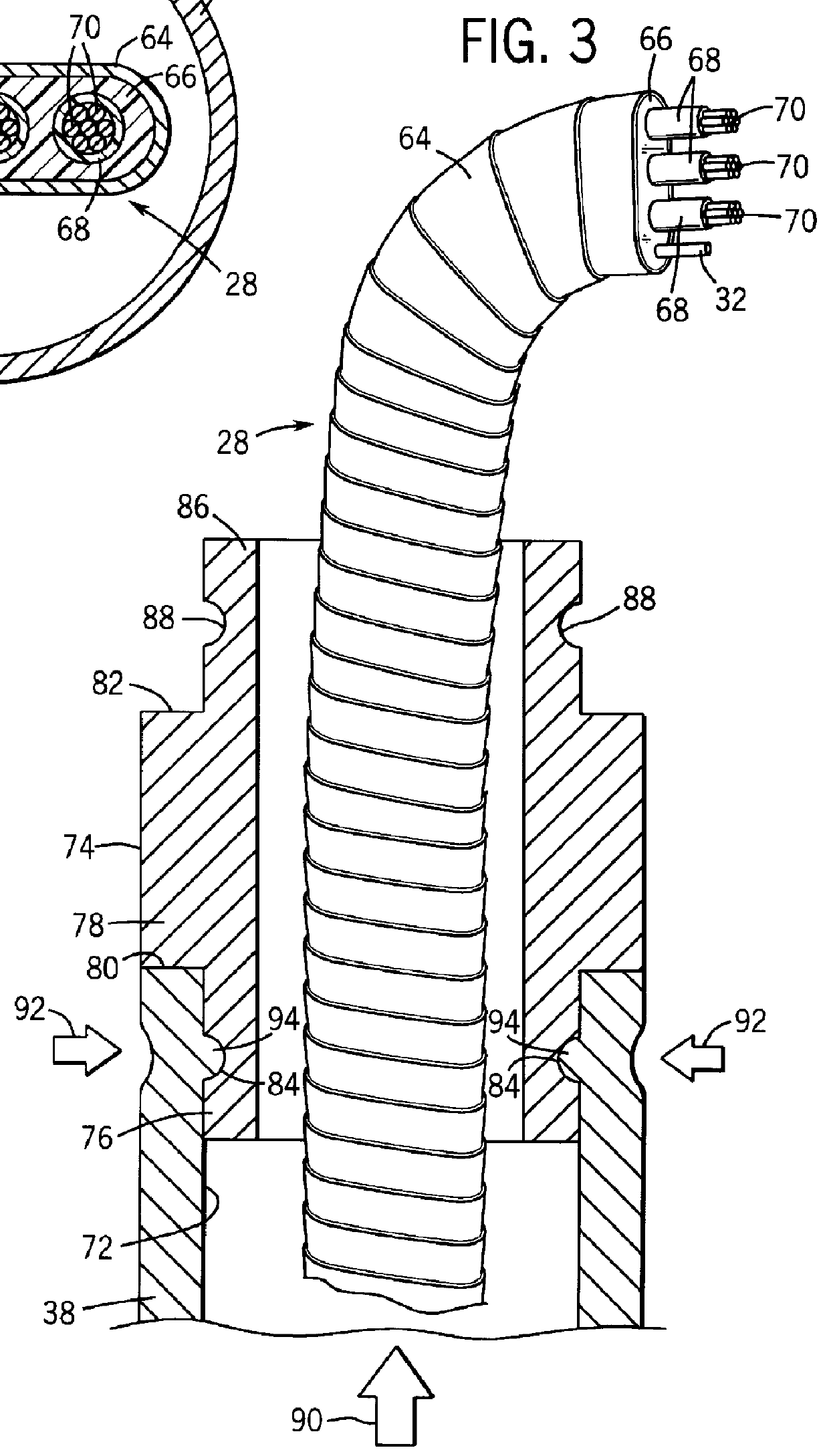 Method and apparatus for retaining a cable in a conduit