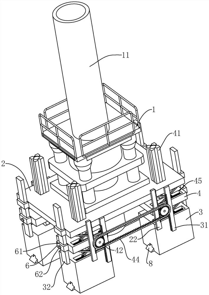 Steel pipe column positioning device and construction method thereof