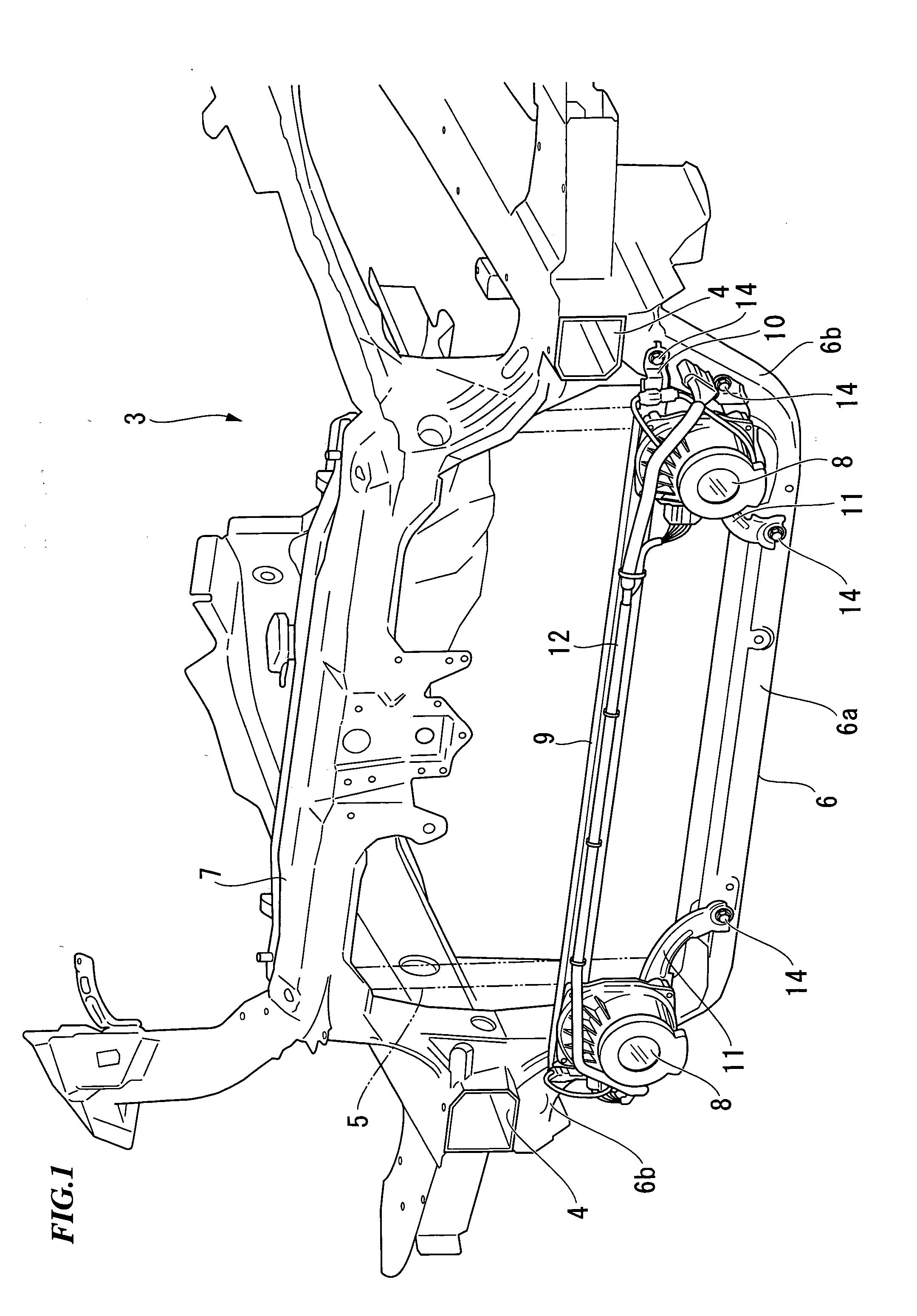 Structure for attaching stereoscopic camera in vehicle