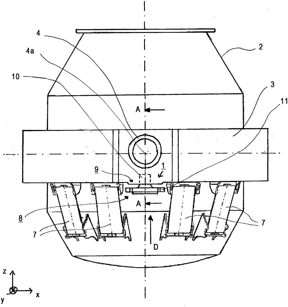 Fastening system for tiltable metallurgical treatment vessels