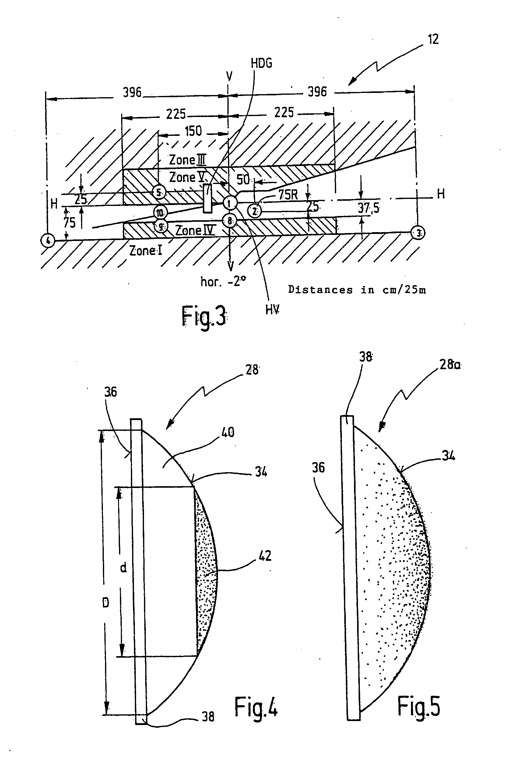 Lighting device with lens, and manufacturing process for making the same