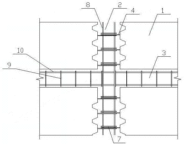 Composite structure of prefabricated bearing concrete wallboard and construction method thereof