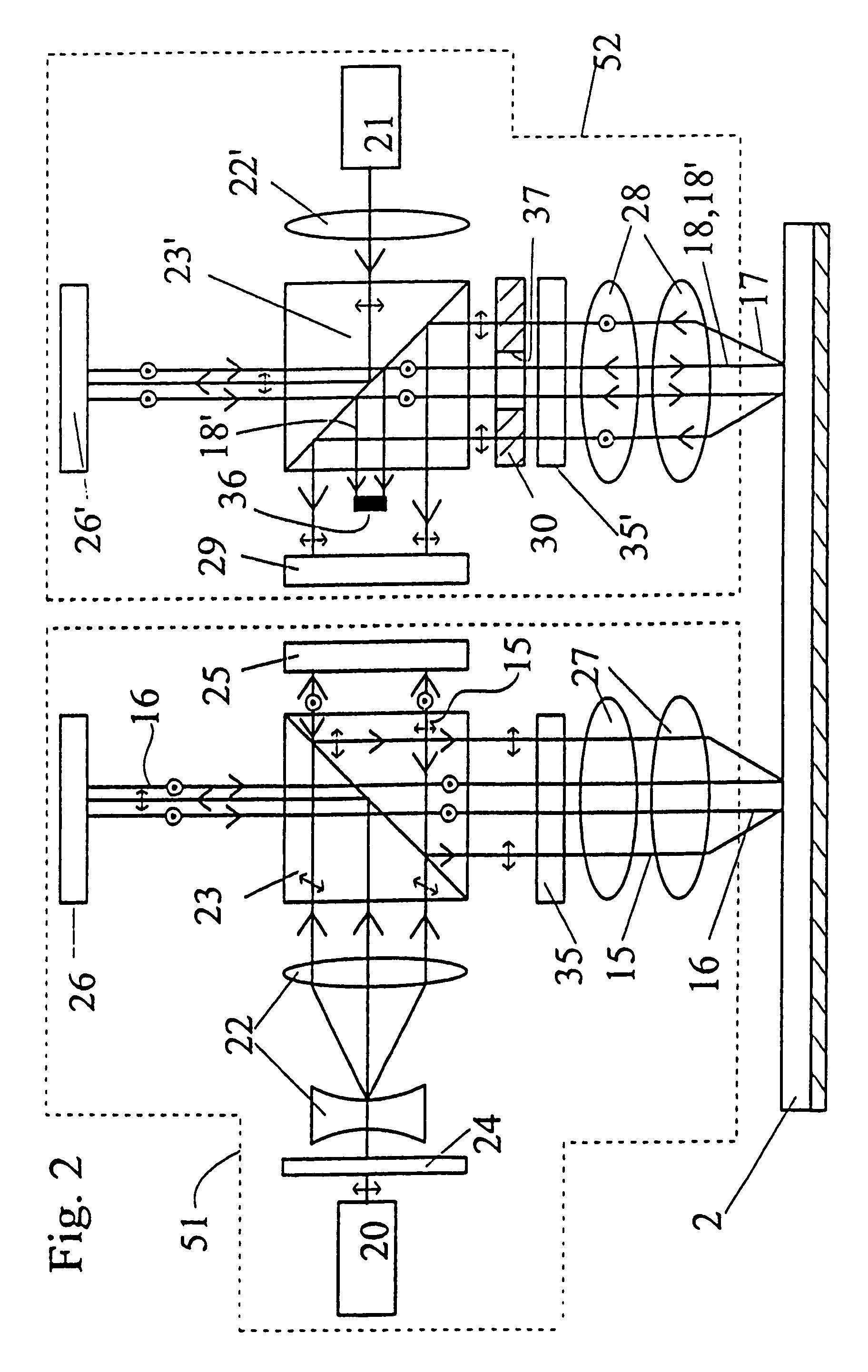 System and method for recording of information on a holographic recording medium, preferably an optical card