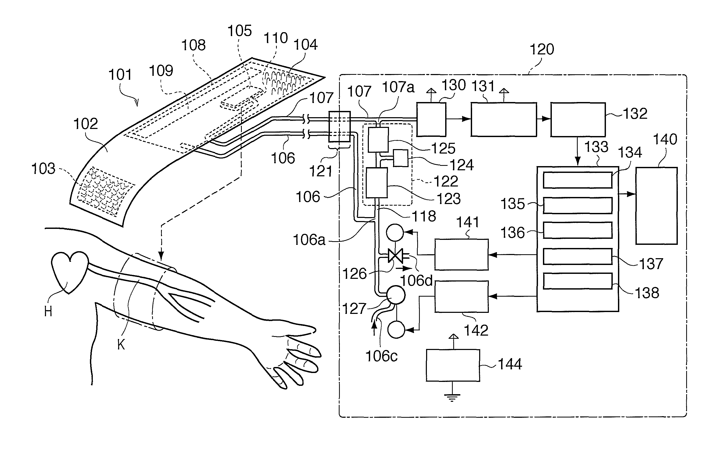 Blood pressure measuring cuff, blood pressure measuring apparatus, blood pressure measuring method, cuff, and cuff manufacturing method