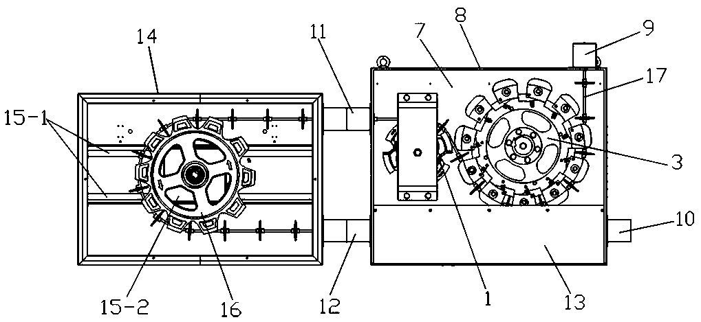 Material conveying horizontal main machine using elastic force reset wheel tooth drive wheel