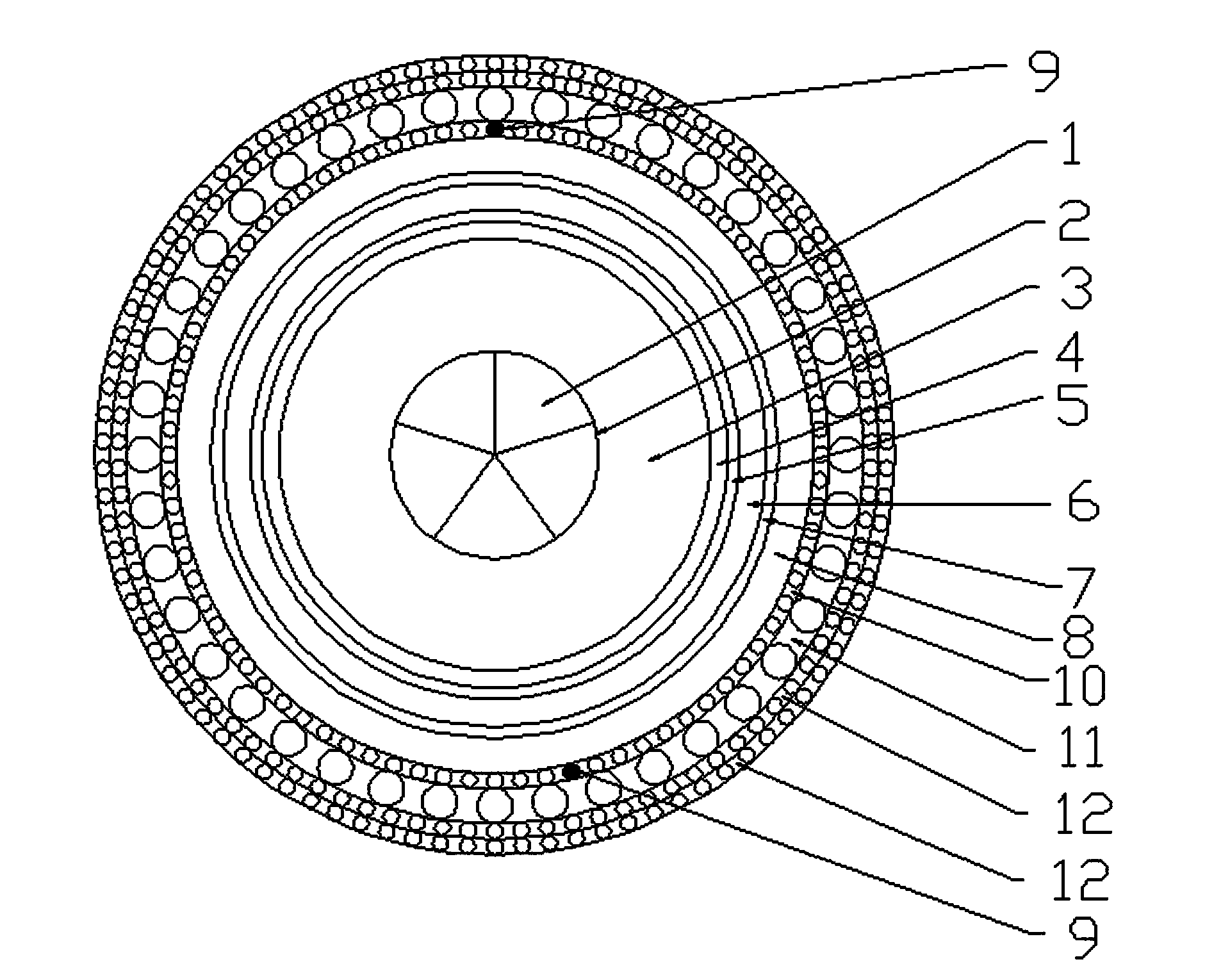 Manufacturing method for seabed photoelectricity composite rope with split conductor in huge cross section