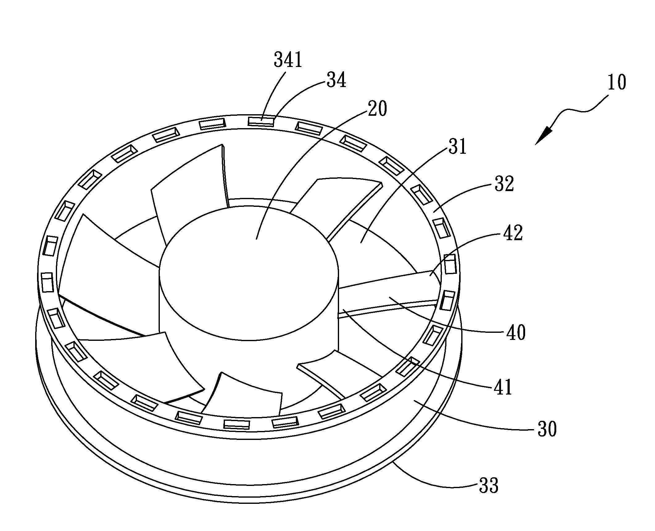 Round axial fan with balancing structure