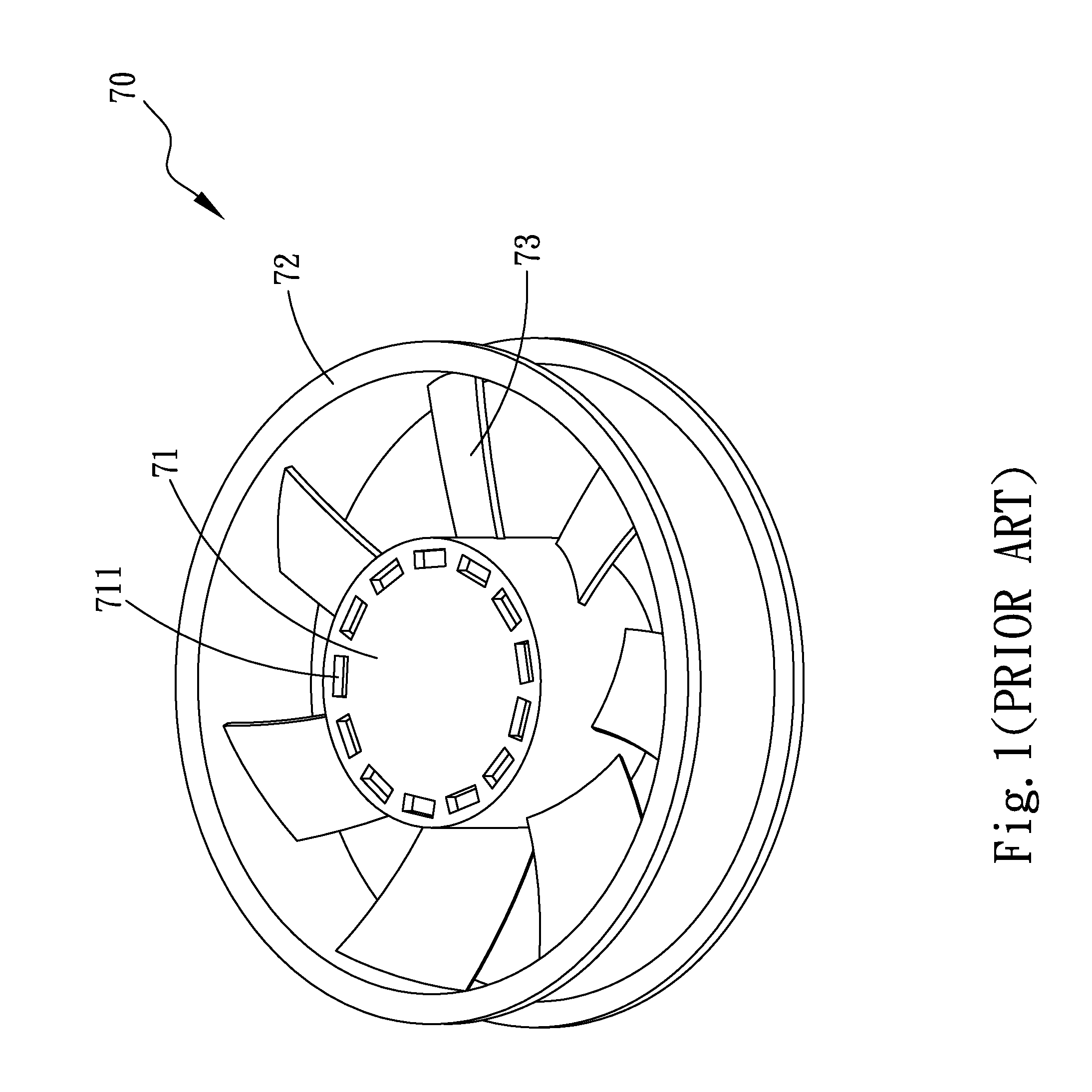 Round axial fan with balancing structure