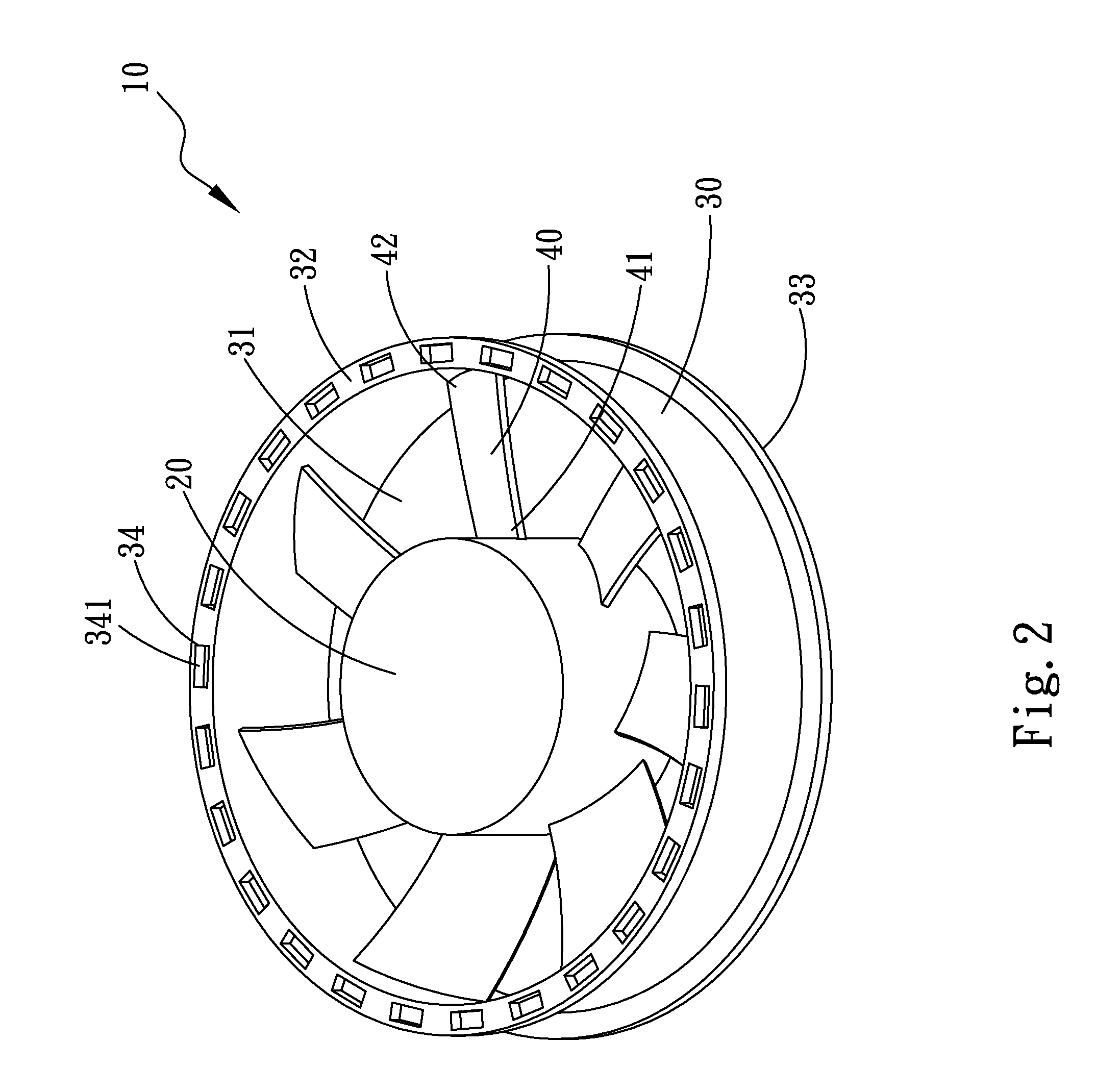 Round axial fan with balancing structure