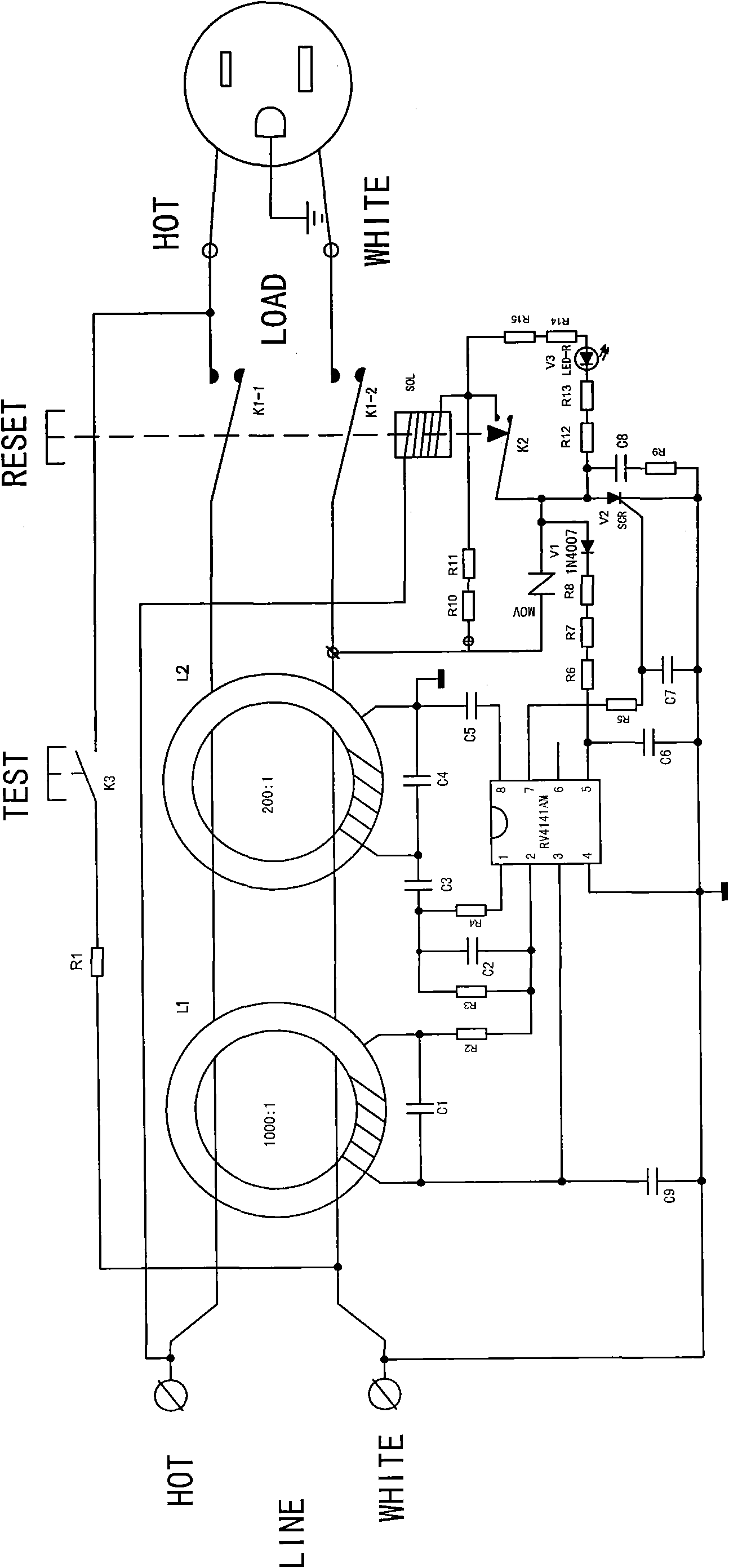 Electric leakage detection and protection circuit