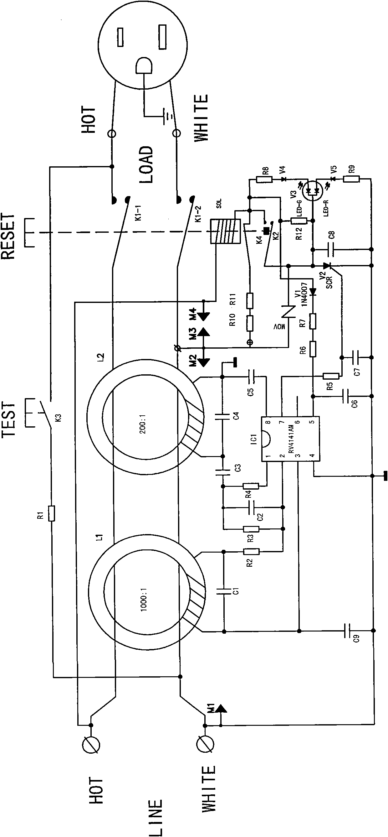 Electric leakage detection and protection circuit