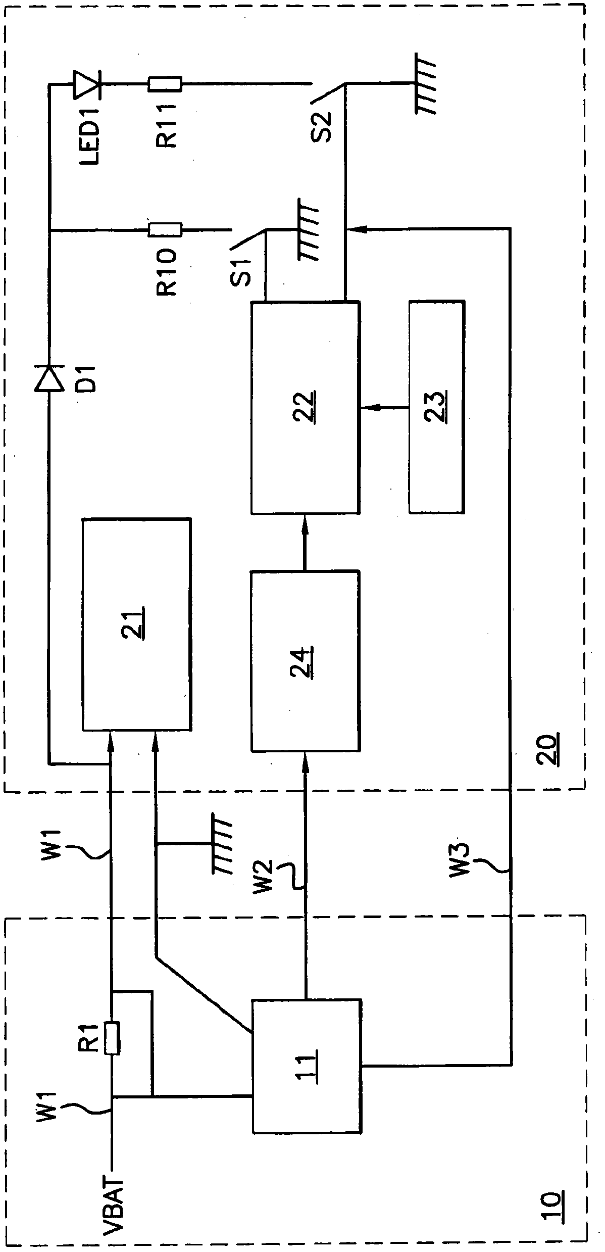 Device for communication between an electronic module and a sensor