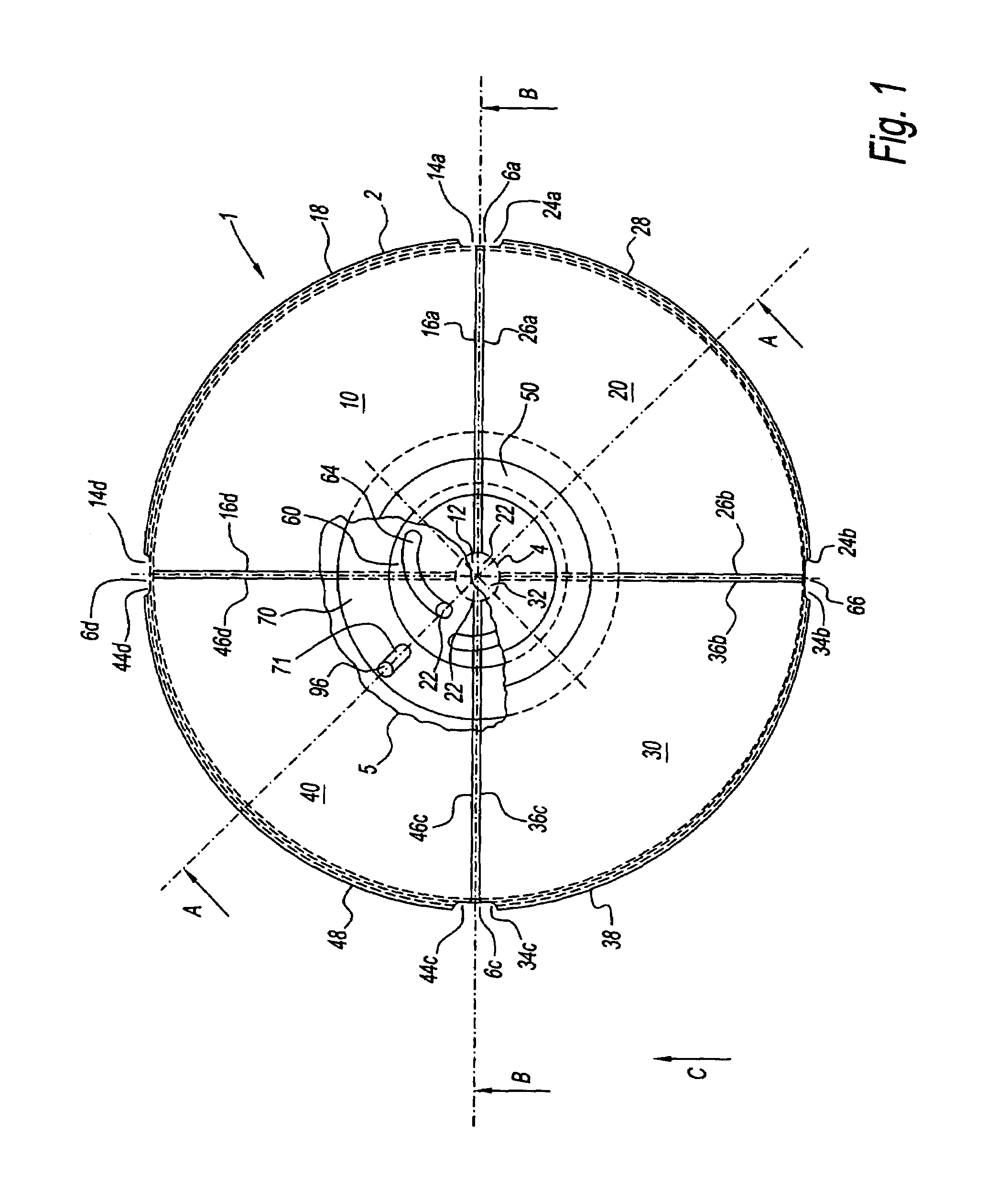 Closing device for a container