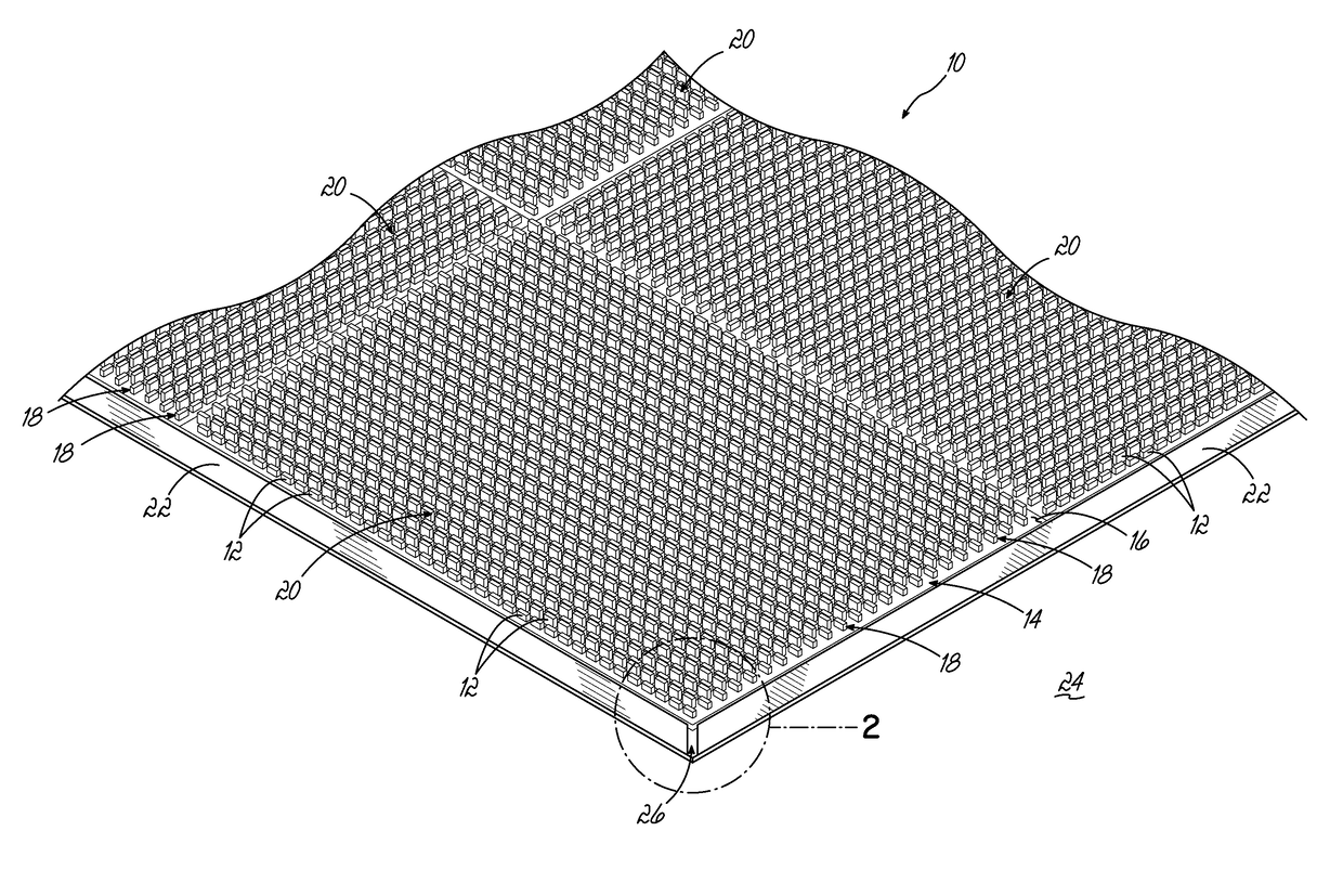 Slip resistant mat with stabilizing projections