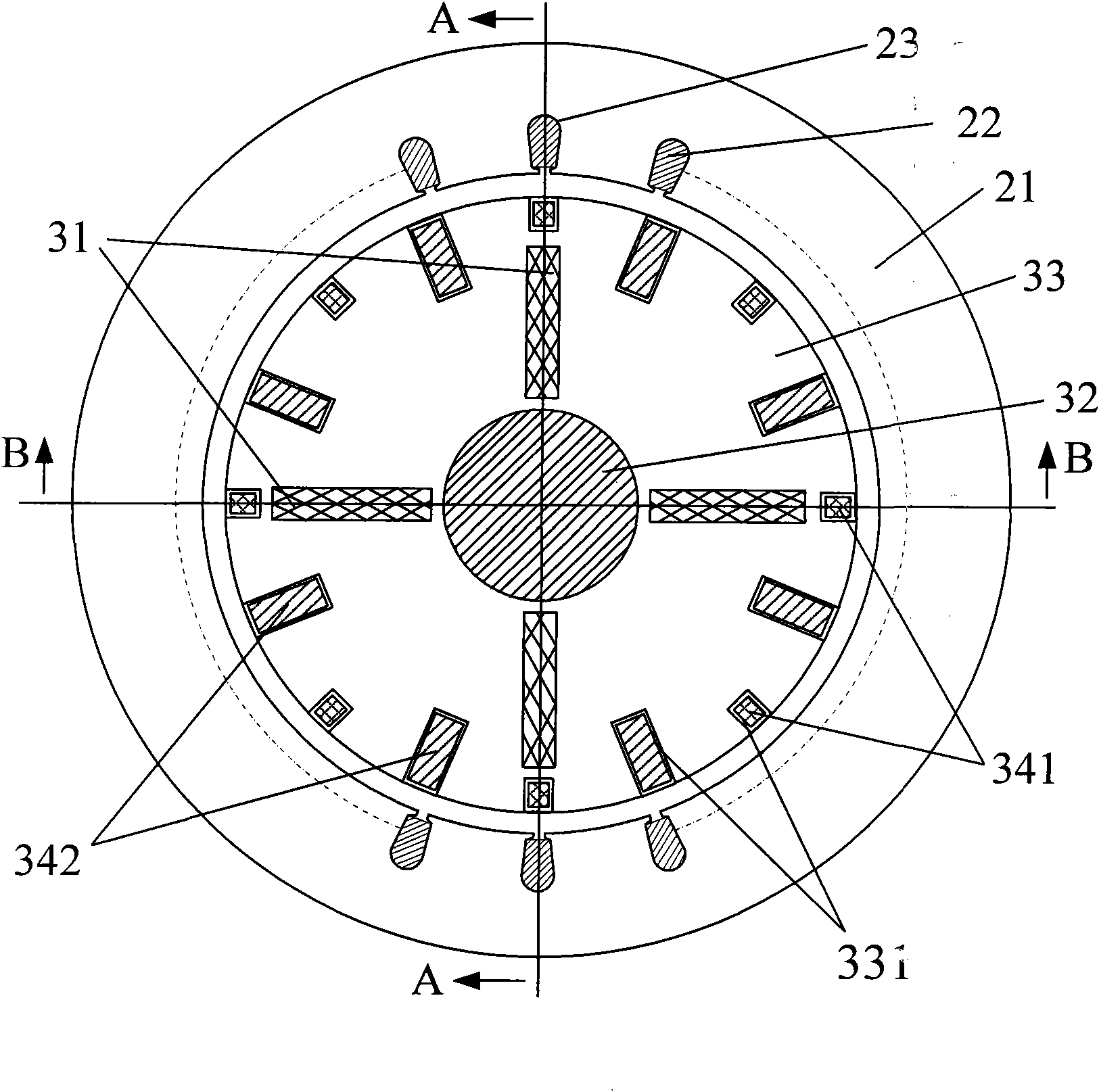 Hybrid excitation permanent magnet motor with secondary harmonic excitation