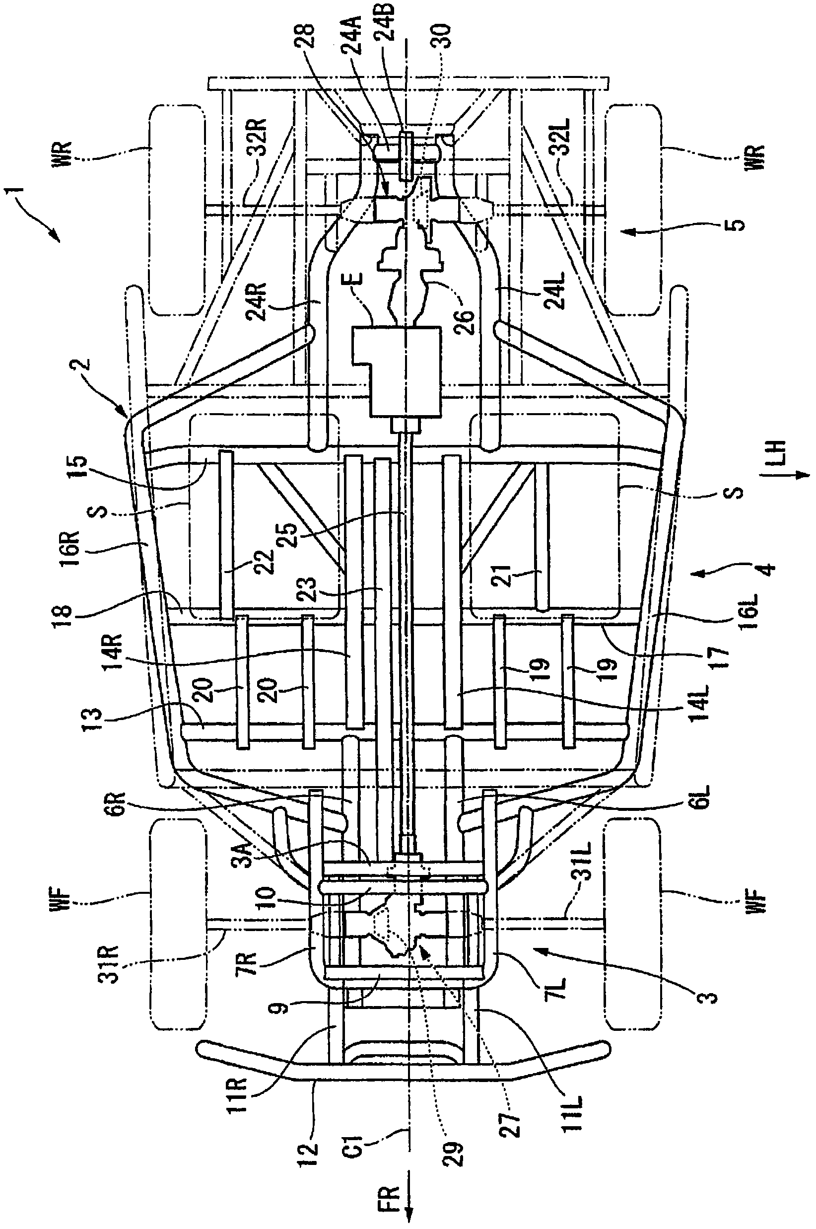 Differential gear for vehicle and vehicle