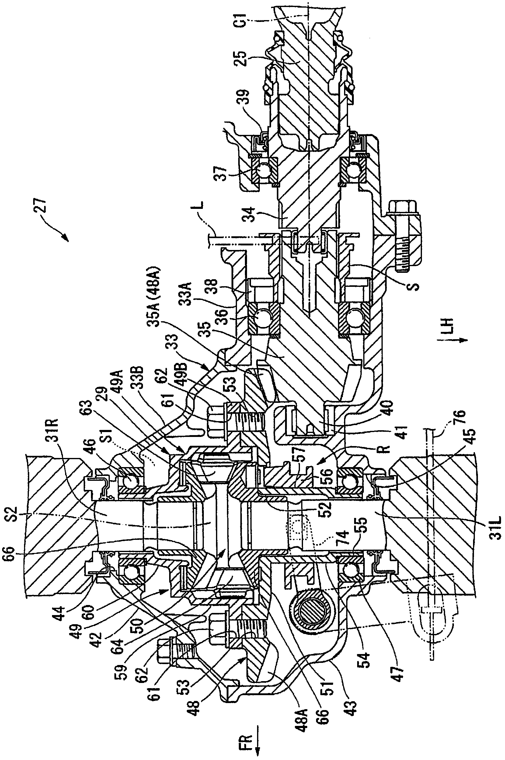 Differential gear for vehicle and vehicle