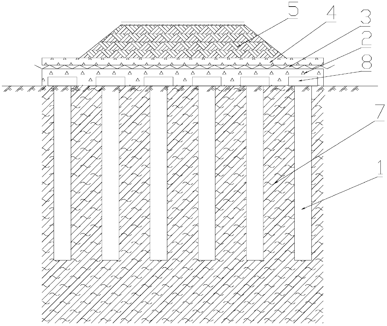 Novel construction method of large-diameter composite structure pile consolidated foundation