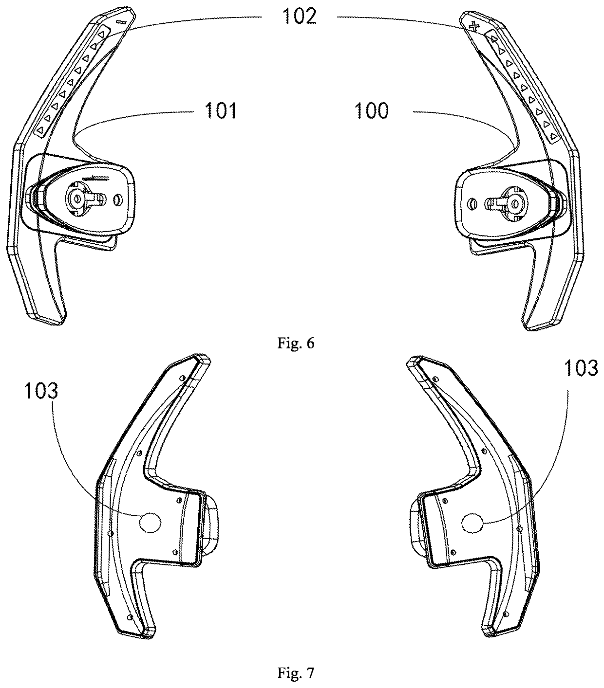 Steering wheel indicating paddle for displaying power rotating speed of automobile