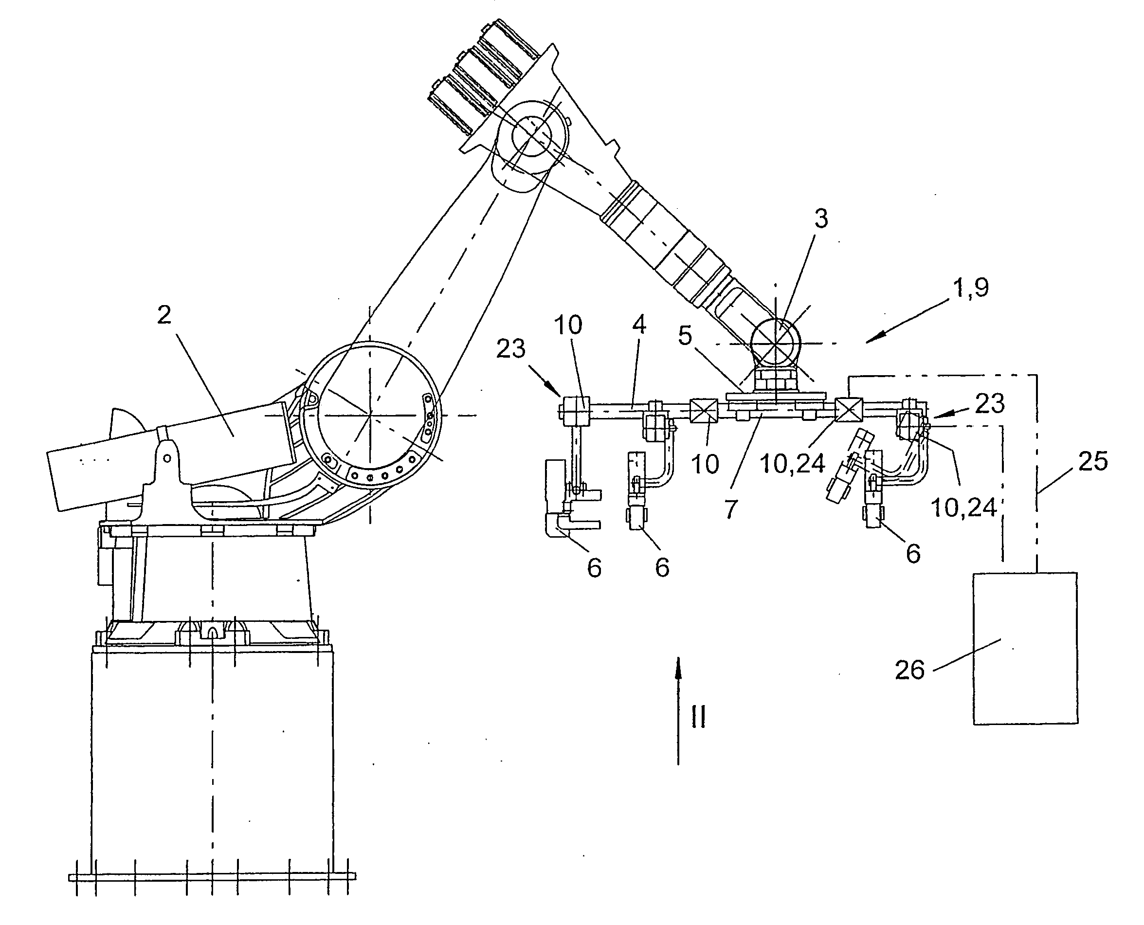 Manipulator-guided gripping device having a deflection safety device that can prevent collisions