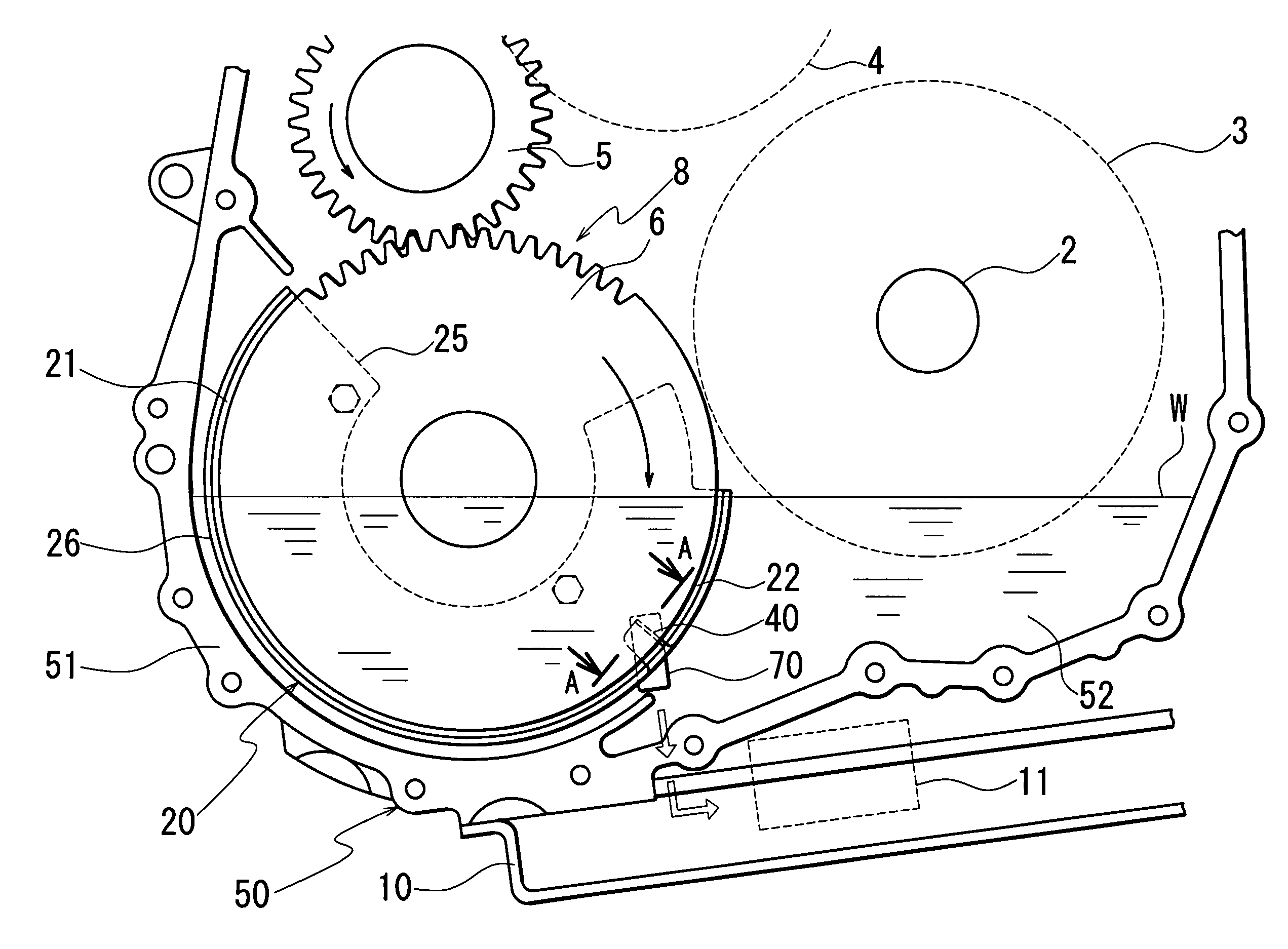 Oil discharge structure of baffle plate