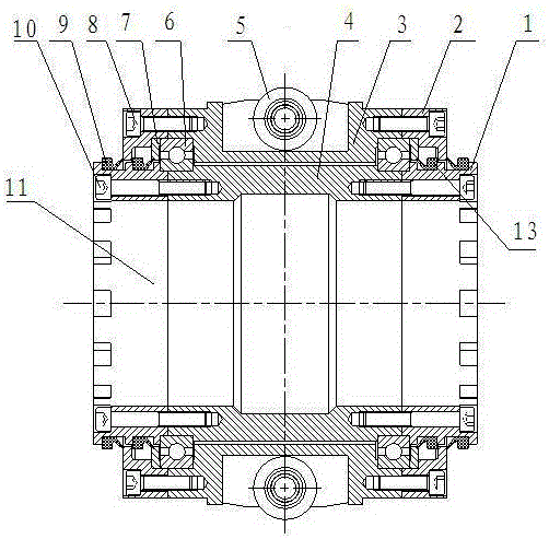 Revolving support mechanism applied to shot blasting for inner wall of steel tube