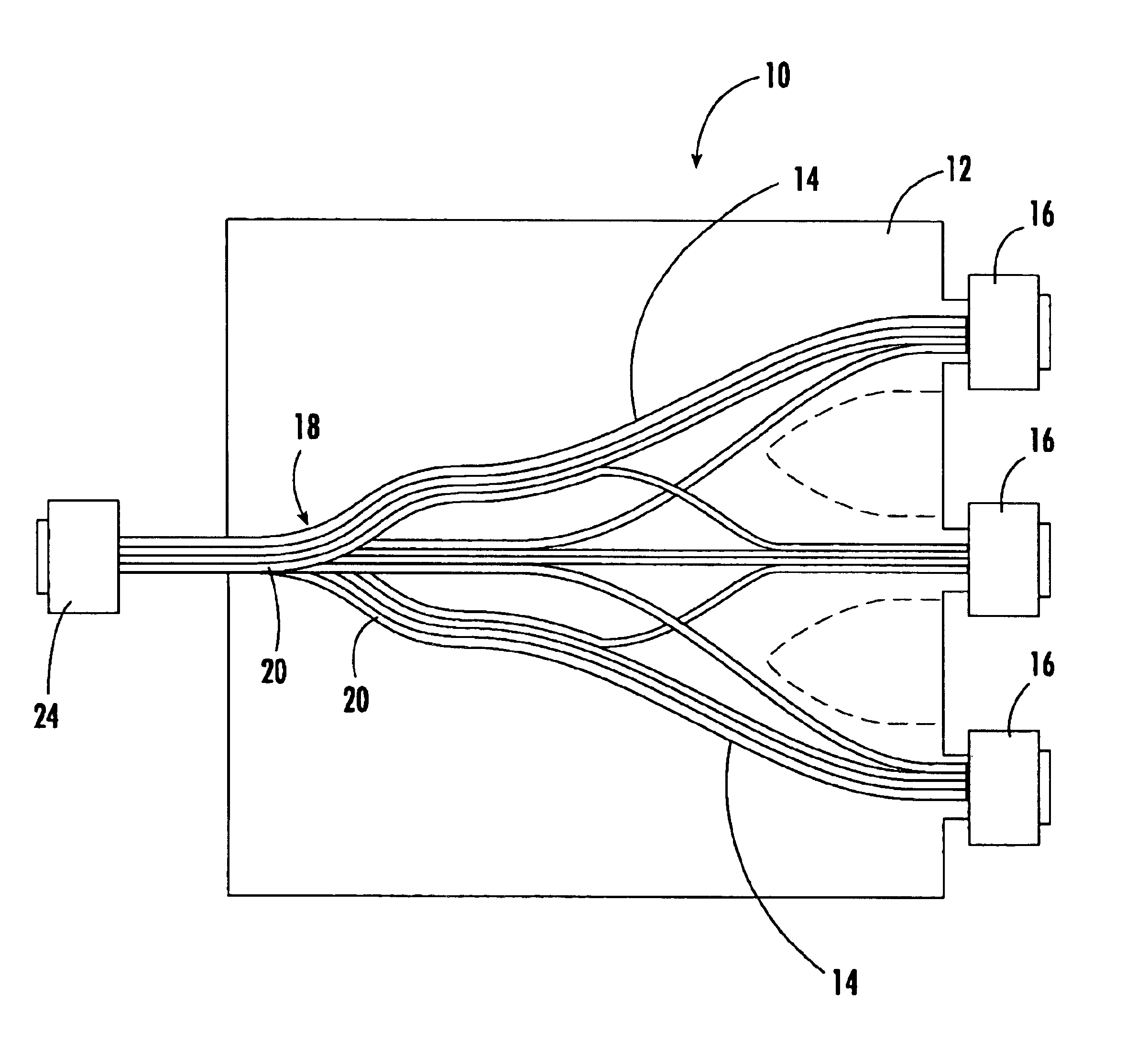 Optical circuit having legs in a stacked configuration and an associated fabrication method