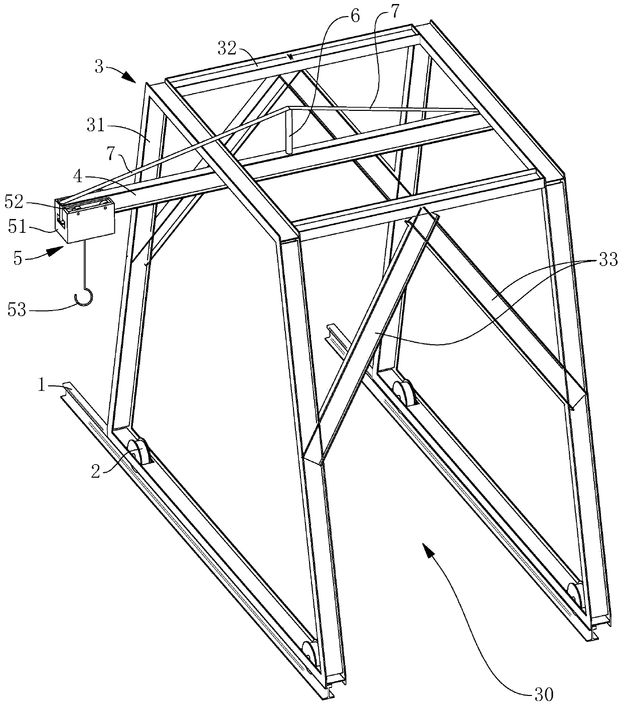 Gantry crane for mounting equipment