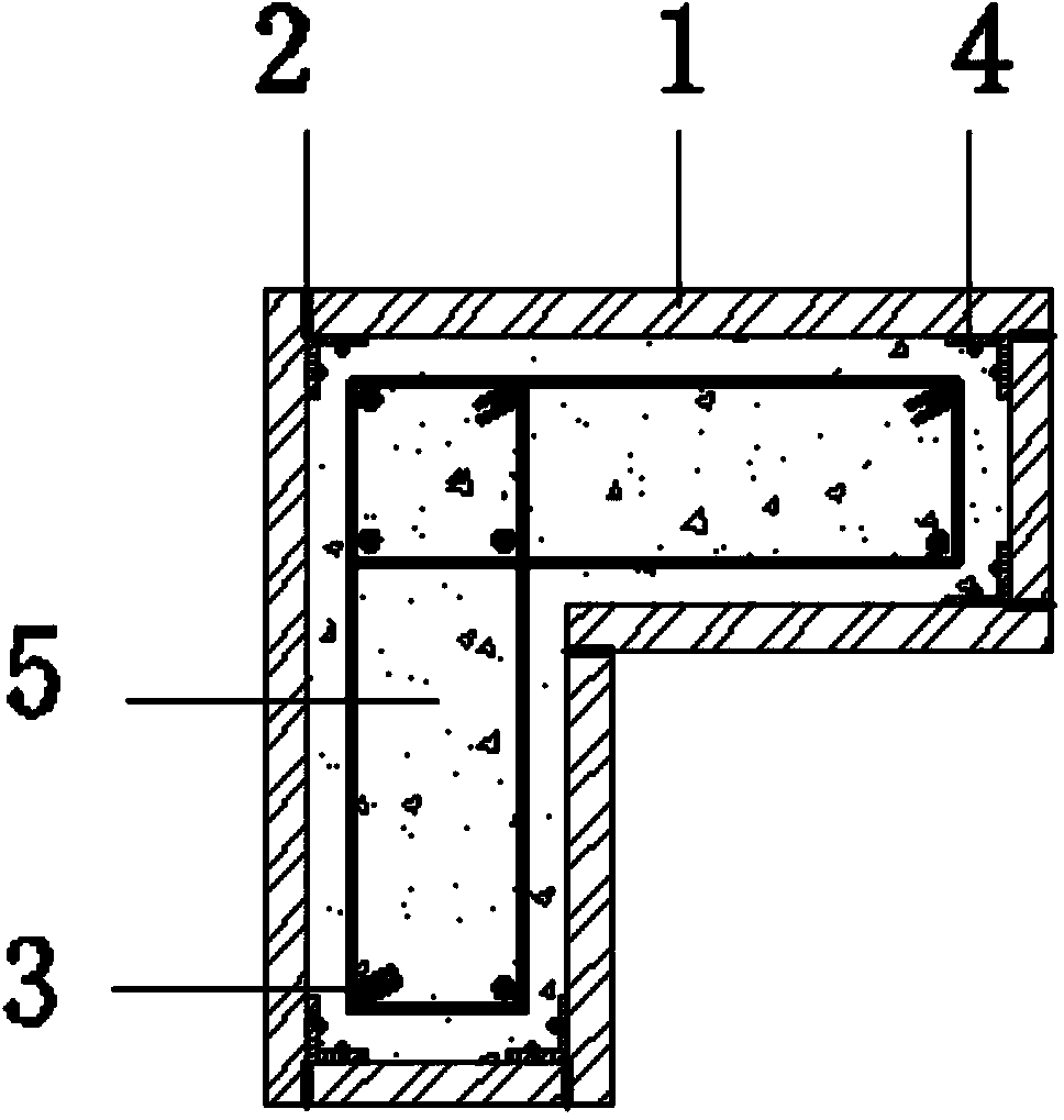 Wrapped steel wire mesh cement mortar plate and concrete combined L-shaped bearing column and manufacturing method thereof