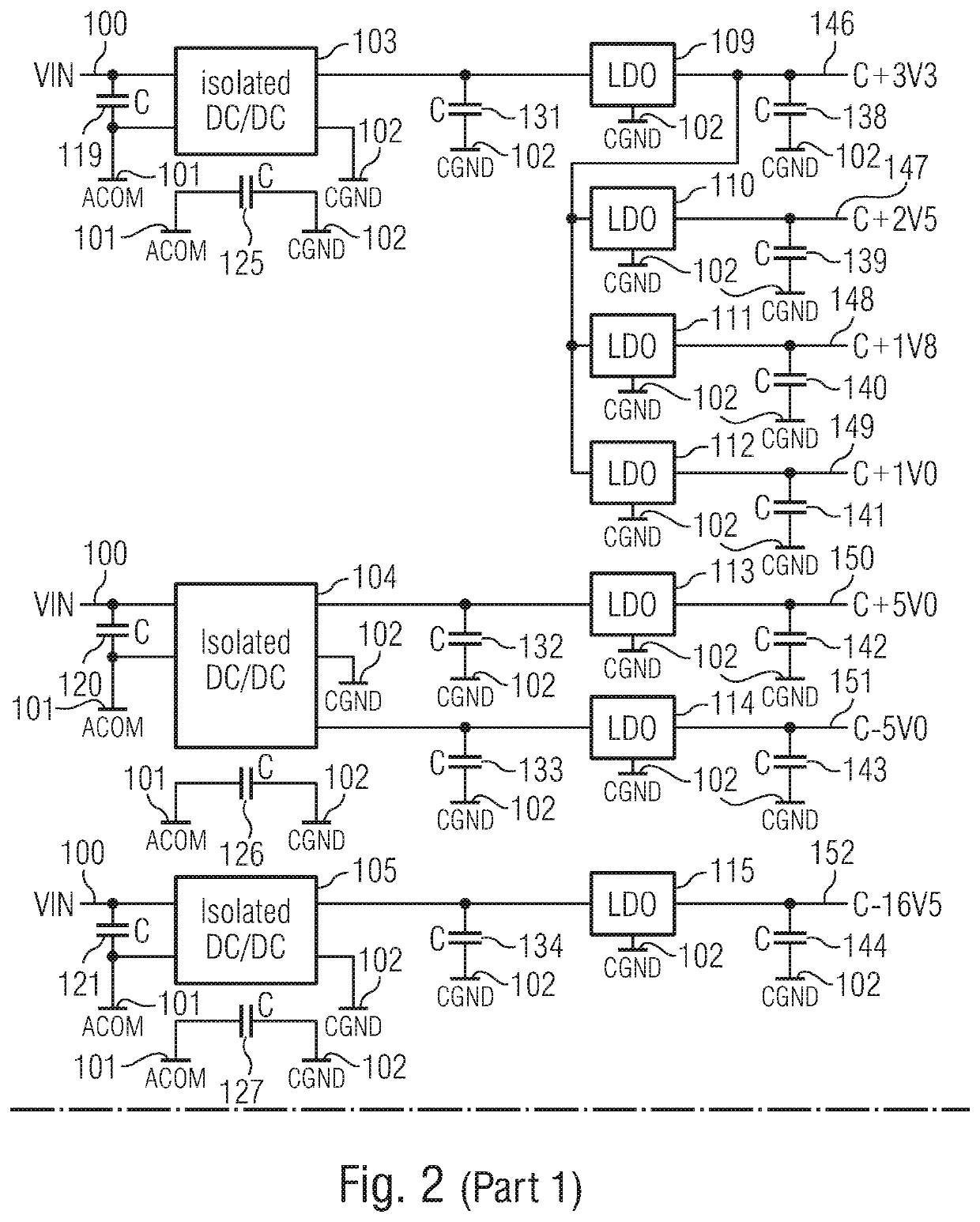 Multiple output isolated power supply for automated test equipment and a method for providing multiple isolated output voltages