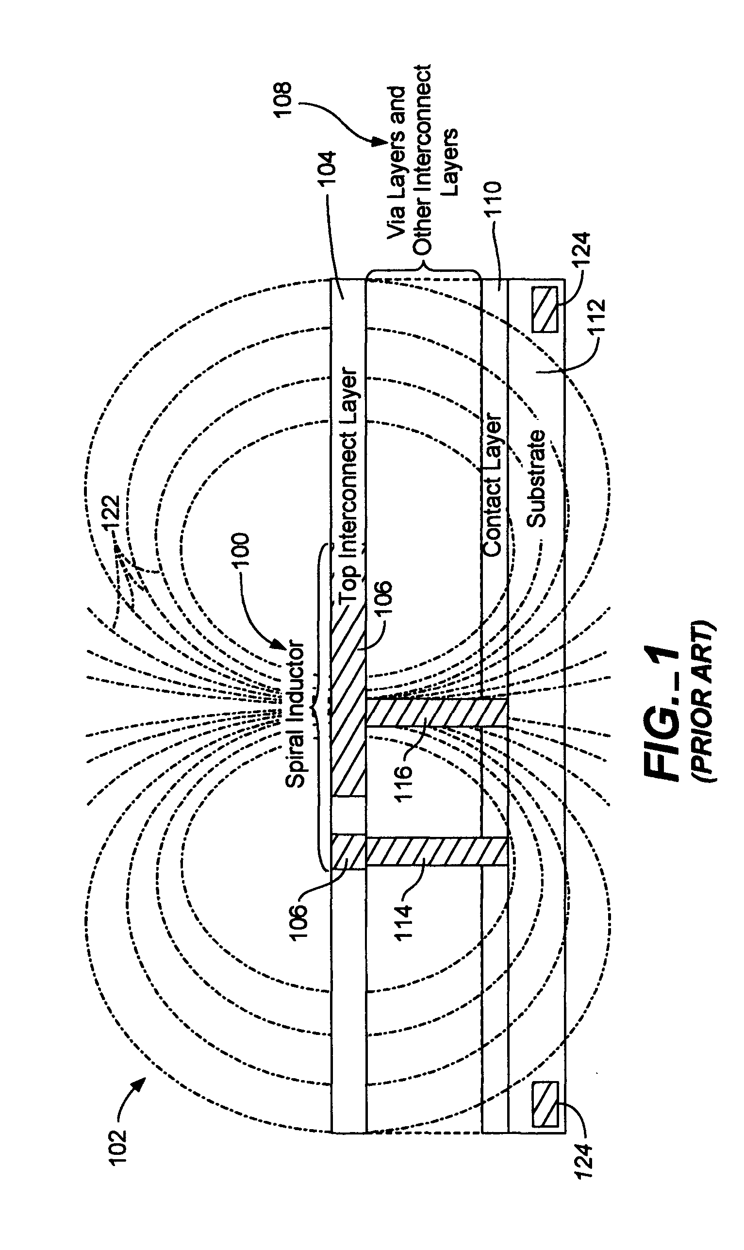 Integrated circuit with inductor having horizontal magnetic flux lines