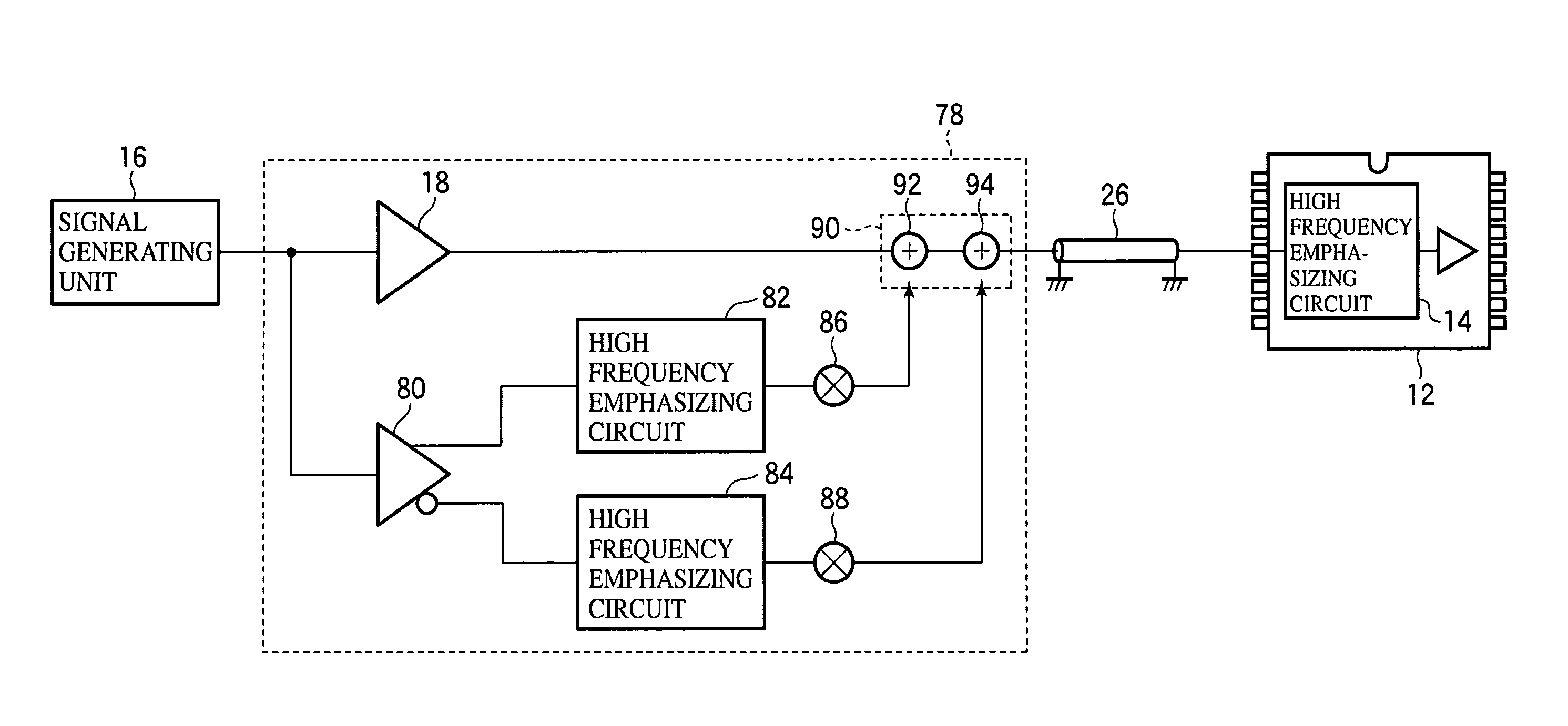 Driver circuit for producing signal simulating transmission loss