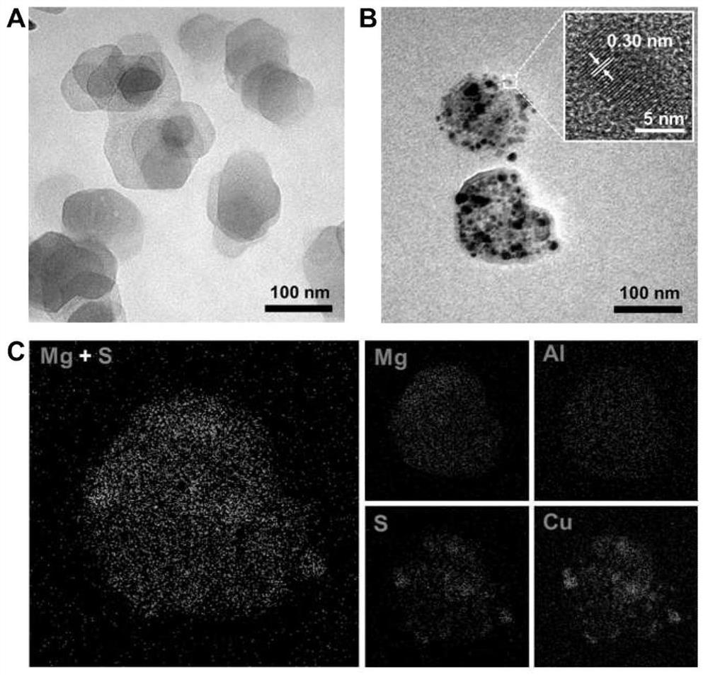 Preparation method of a layered double hydroxide nanosheet-copper sulfide quantum dot heterogeneous nanocomposite