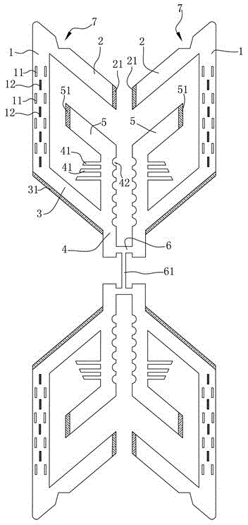 Unipolar oscillator antenna provided with frequency-increasing gap and isolating rod