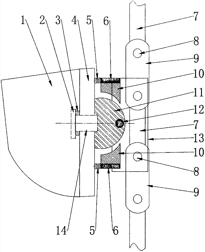 Hopper installing structure of bucket elevator
