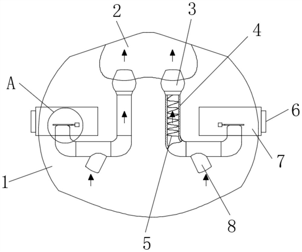 Method for separately treating exhaled air and inhaled air and breathing branch channels