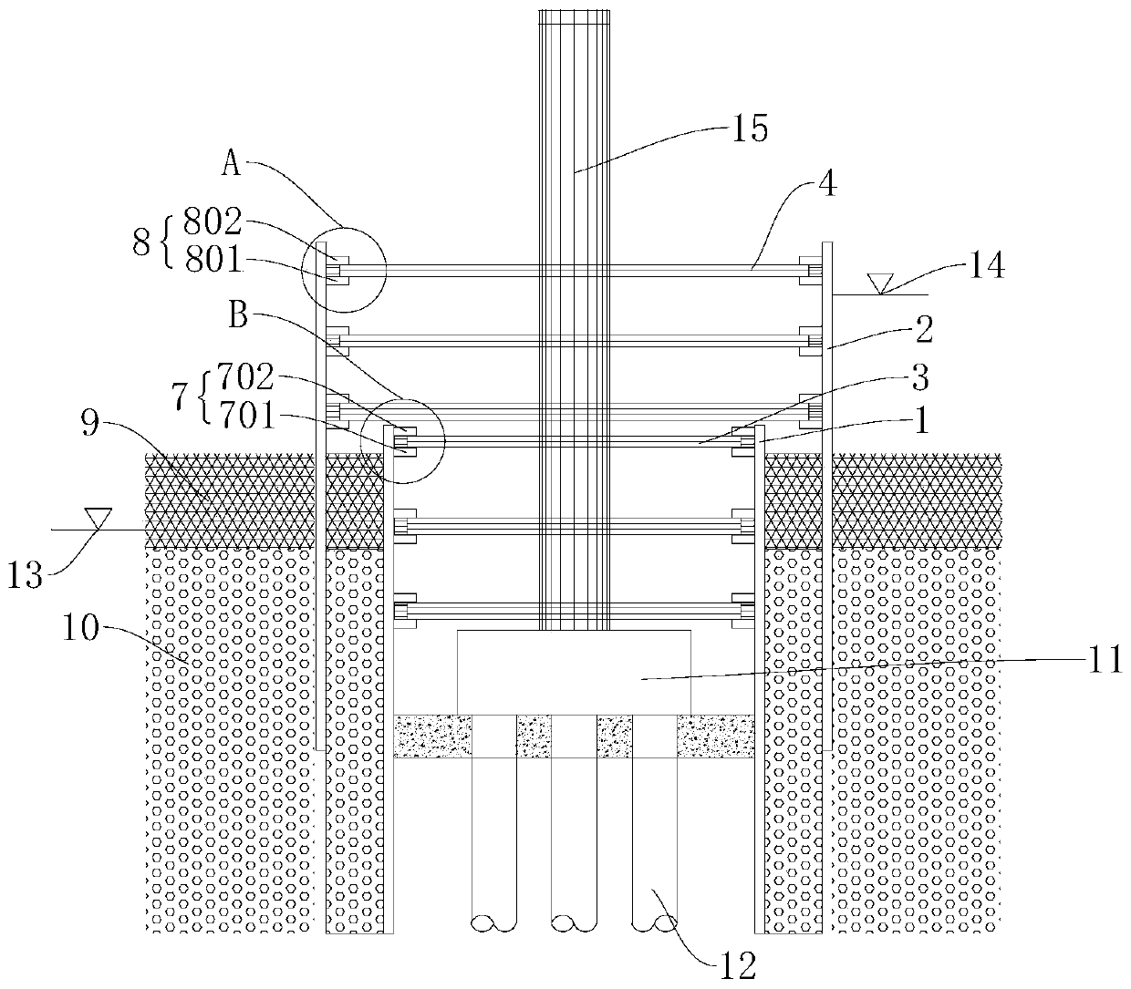 Steel sheet pile cofferdam and construction method thereof