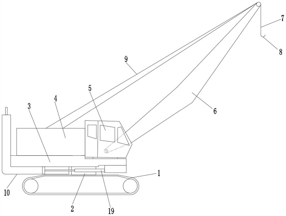 Anti-rollover device for crawler crane and rollover early warning method
