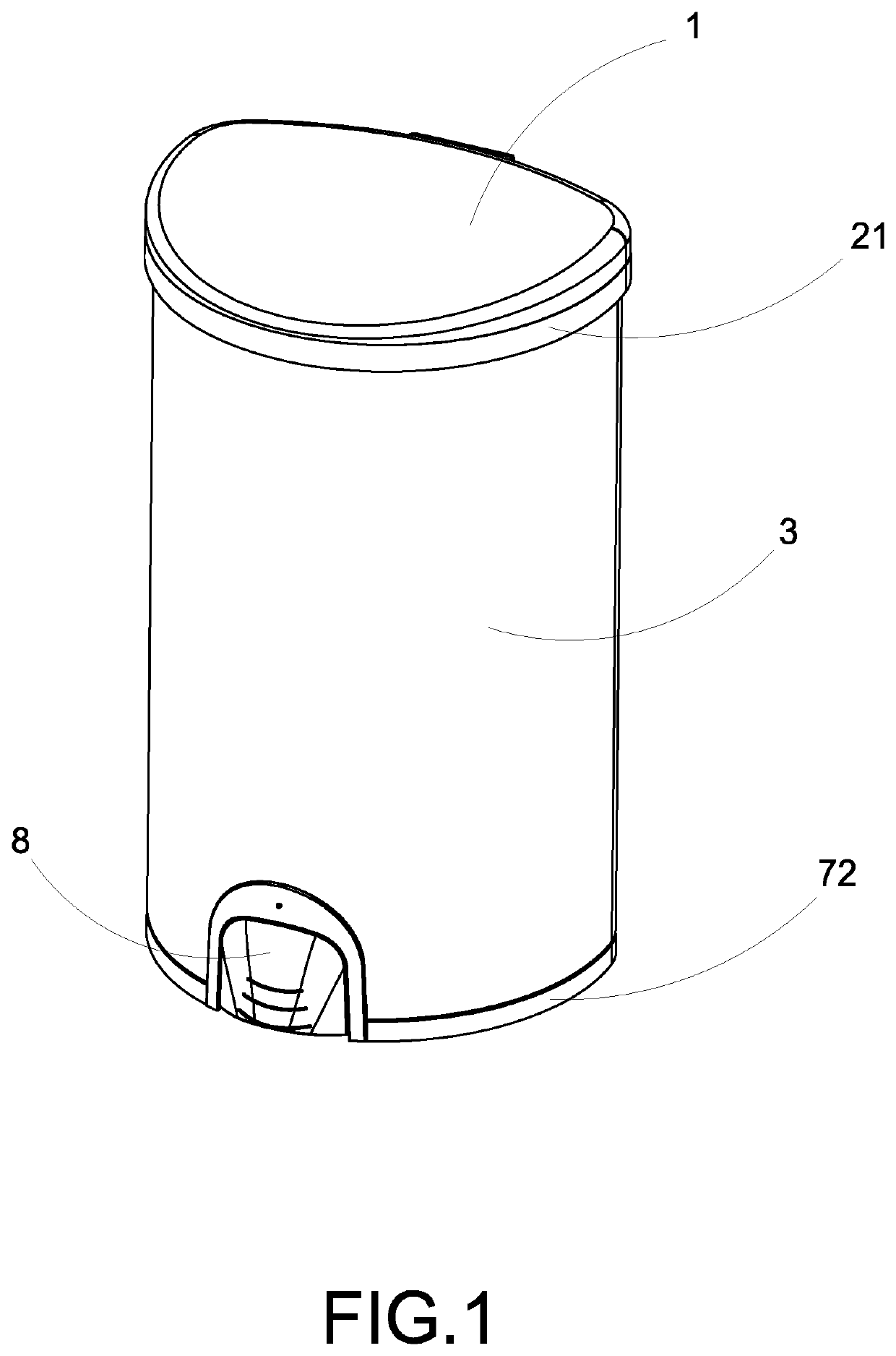 Container with touch control arrangement