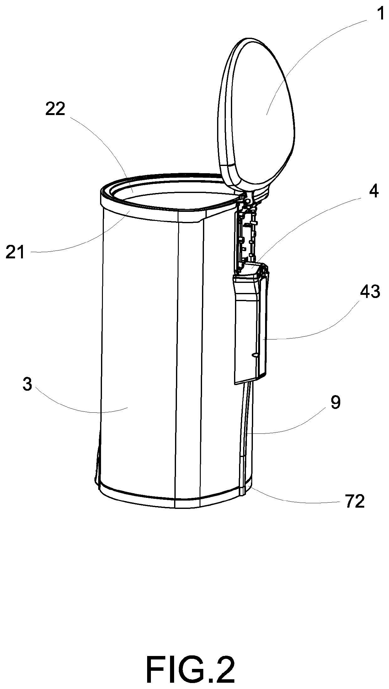 Container with touch control arrangement