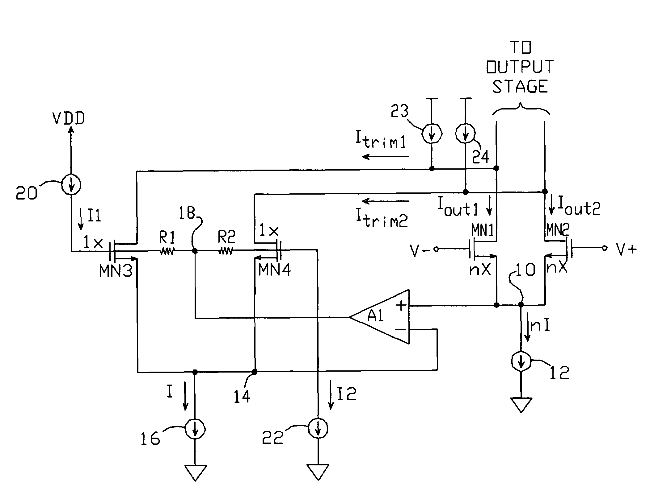 Differential stage voltage offset trim circuitry