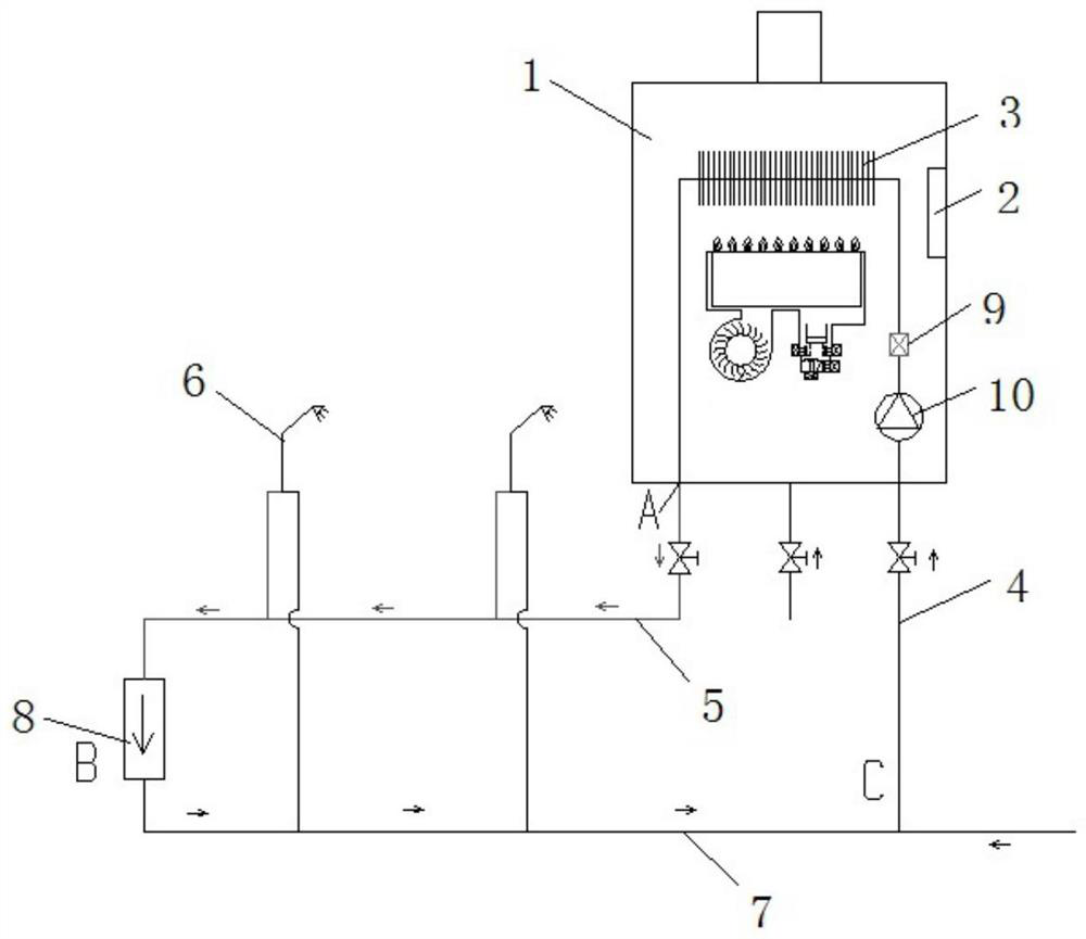 A central gas water heater with memory alloy check valve