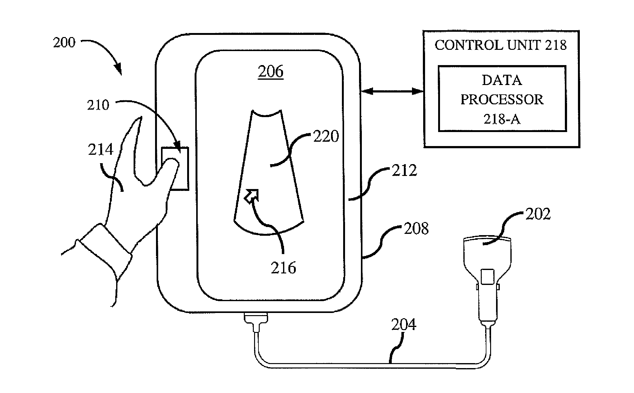 Handheld medical imaging apparatus with cursor pointer control